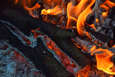 Full frame shot of burning firewood