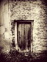 Brick wall with closed door