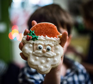 Close-up of baby holding hand