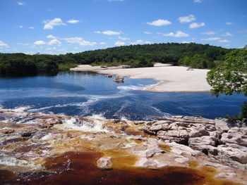 Scenic view of lake against sky