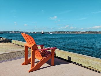 Scenic view of sea against blue sky
