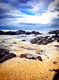 Scenic view of beach against sky