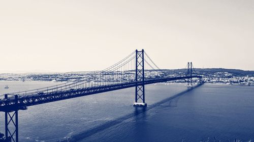 View of suspension bridge in city