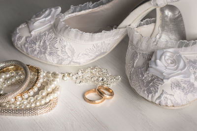 High angle view of decoration on table