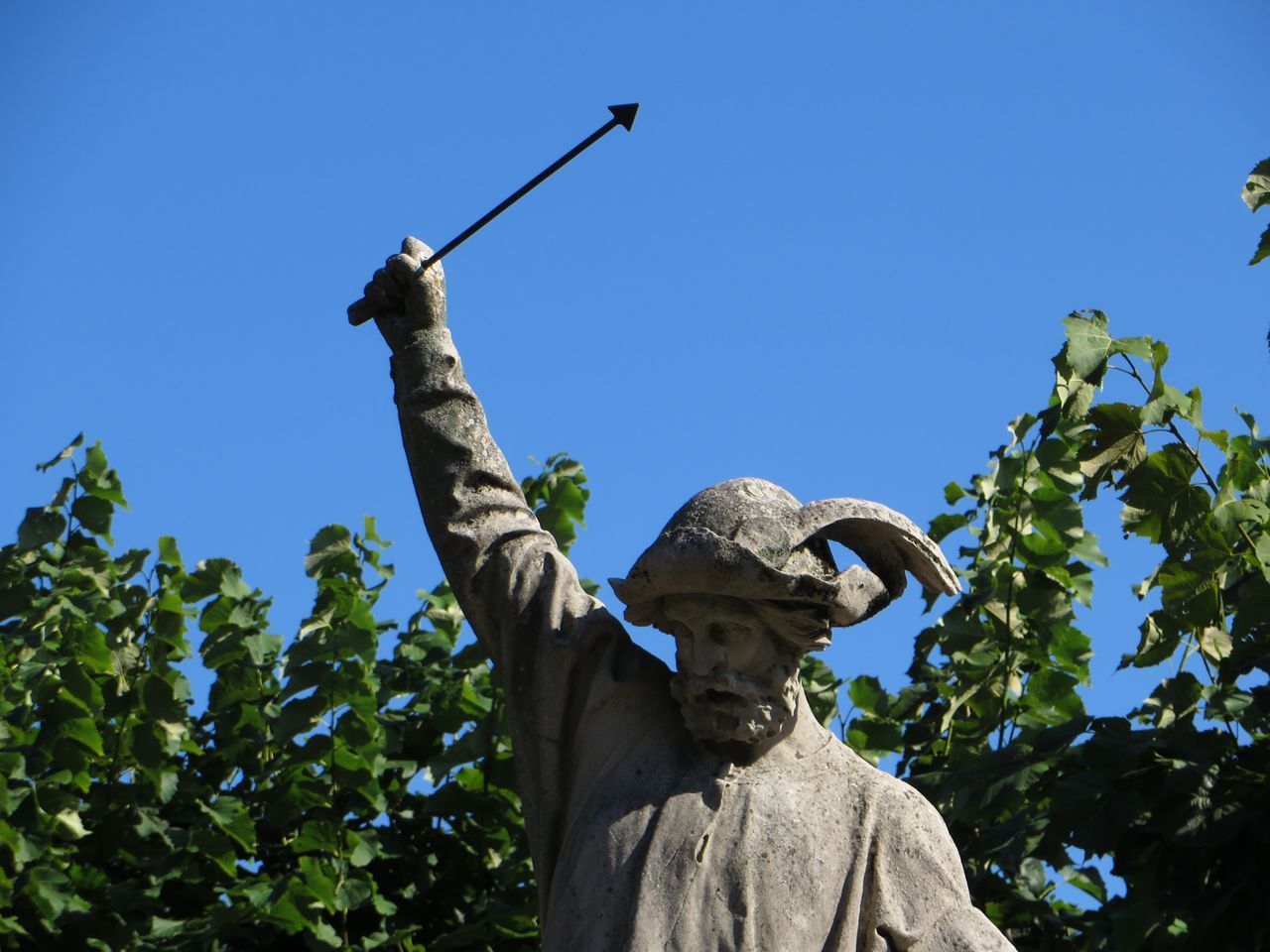 LOW ANGLE VIEW OF STATUE AGAINST TREES