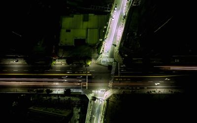 Light trails at night