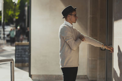 Full length of man standing on floor