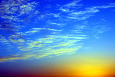 Low angle view of cloudy sky during sunset