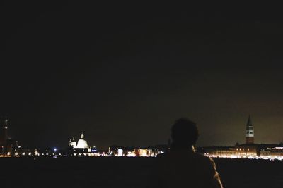 View of illuminated city at night