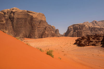 Majestic sand desert and gigantic rocks in wadi rum, one of the major tourist attractions of jordan