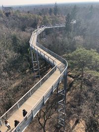 High angle view of bridge in forest