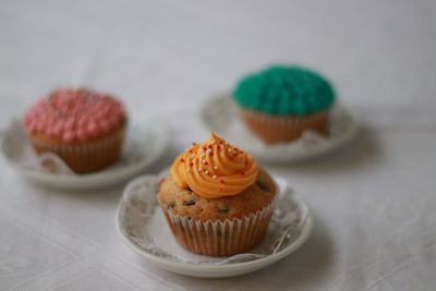 Close-up of cupcakes on table