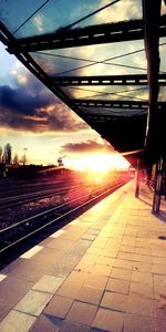 Railroad track at sunset