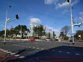 Road passing through city