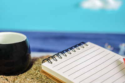 Close-up of open book on table