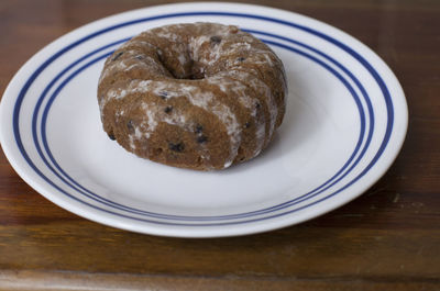 High angle view of breakfast in plate on table