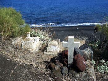 View of sea with trees in background