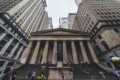 Low angle view of modern buildings in city