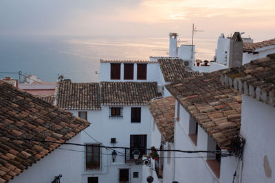 High angle view of townscape against sky