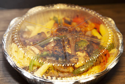 High angle view of food in bowl