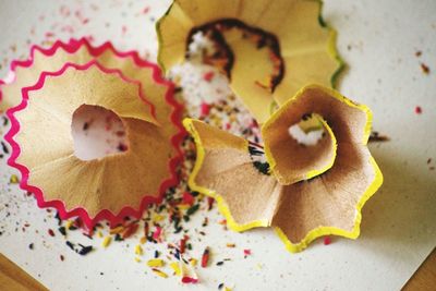 Close-up of pencil shavings