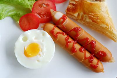 Close-up of breakfast served in plate