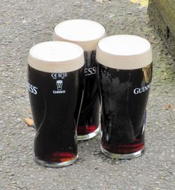 Close-up of beer glass