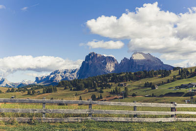 Scenic view of landscape and mountains against sky