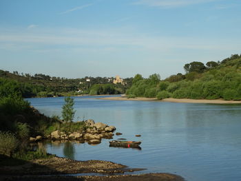 Scenic view of lake against sky