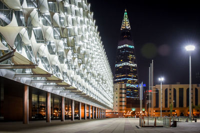 Illuminated buildings at night