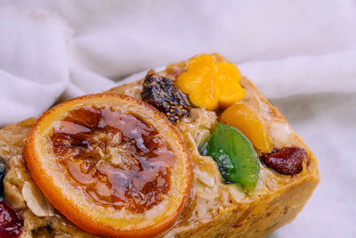 Close-up of dessert served in plate