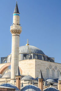 Low angle view of building against blue sky