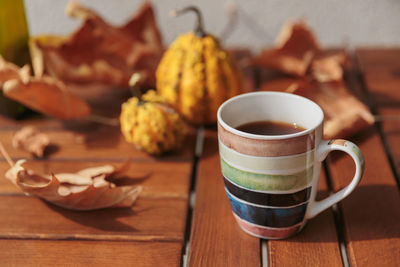 Close-up of coffee on table