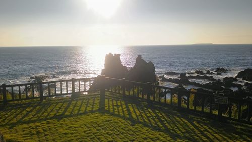 Scenic view of sea against sky during sunset