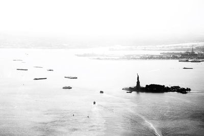 High angle view of sea against sky