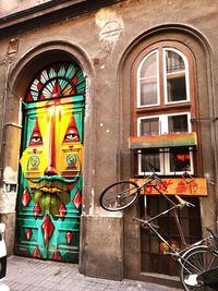 Low angle view of statue against building