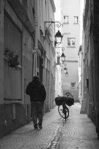 Woman walking on street