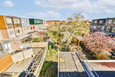 High angle view of buildings in city