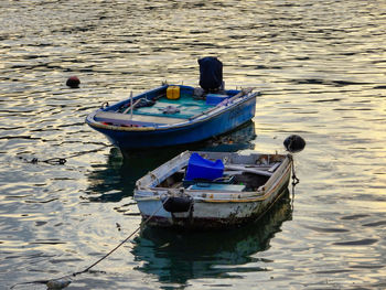 High angle view of boat in lake