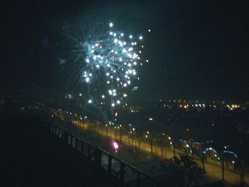 Firework display at night