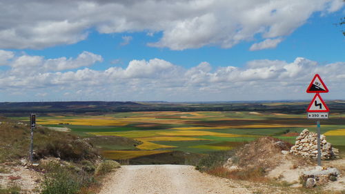 Scenic view of landscape against cloudy sky