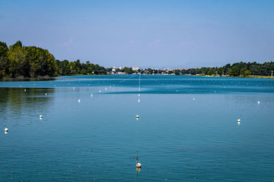Scenic view of idroscalo lake against sky