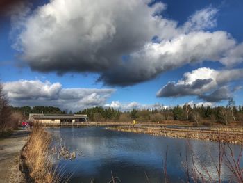 Scenic view of lake against sky