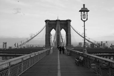 View of brooklyn bridge against sky in city