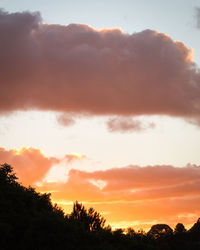 Low angle view of silhouette trees against sky during sunset