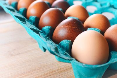 Close-up of eggs on table