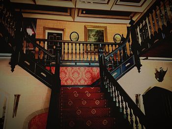 Low angle view of spiral staircase of building