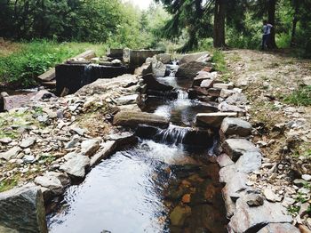 Stream flowing through rocks in forest