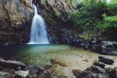 Scenic view of waterfall