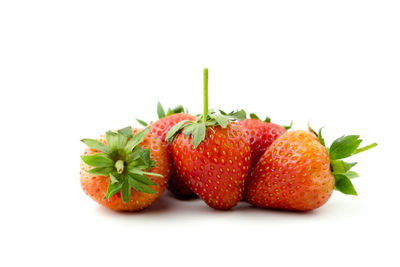Close-up of strawberry against white background